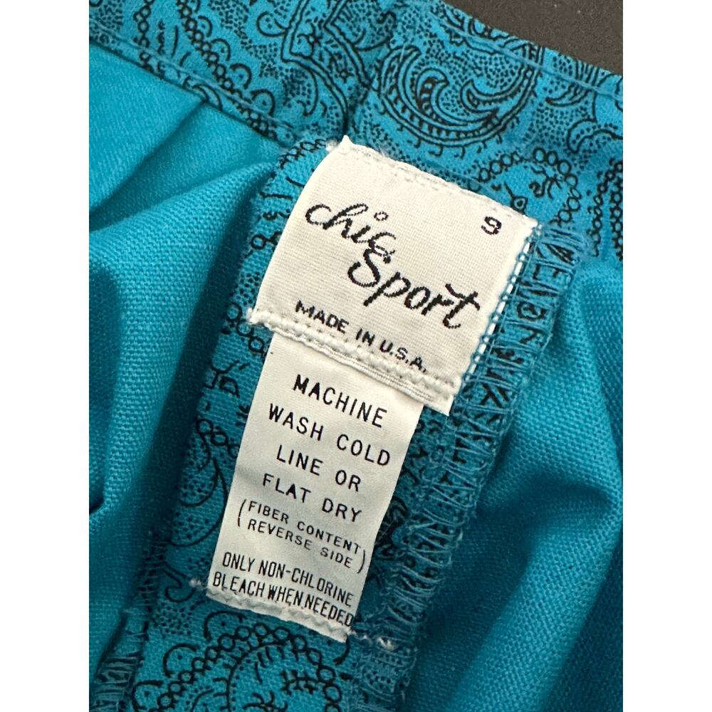 Chic Sport Pants Women 9 Vintage Deadstock High Waist Tapered Paisley Teal NWT - Picture 6 of 10